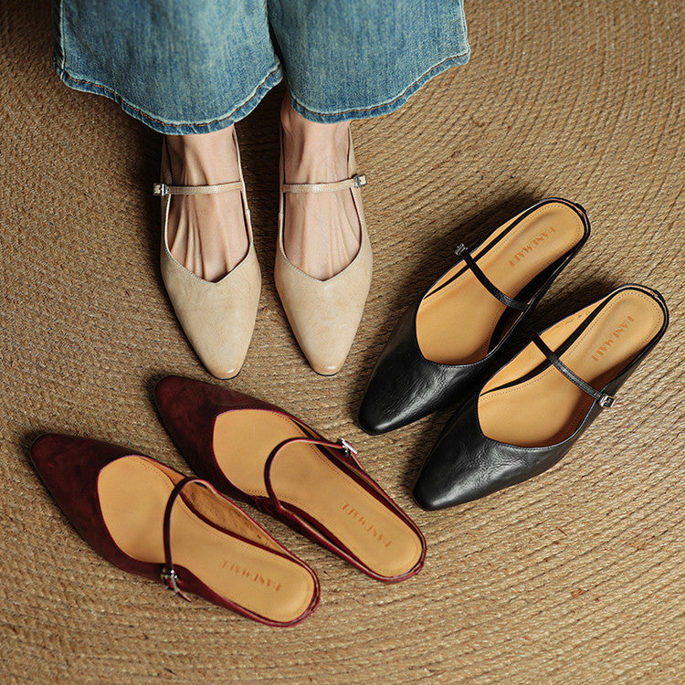 Thalia | Mules in vera pelle con cinturino