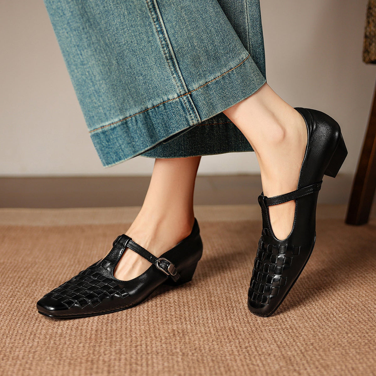 Murel | Mary Jane in vera pelle intrecciata