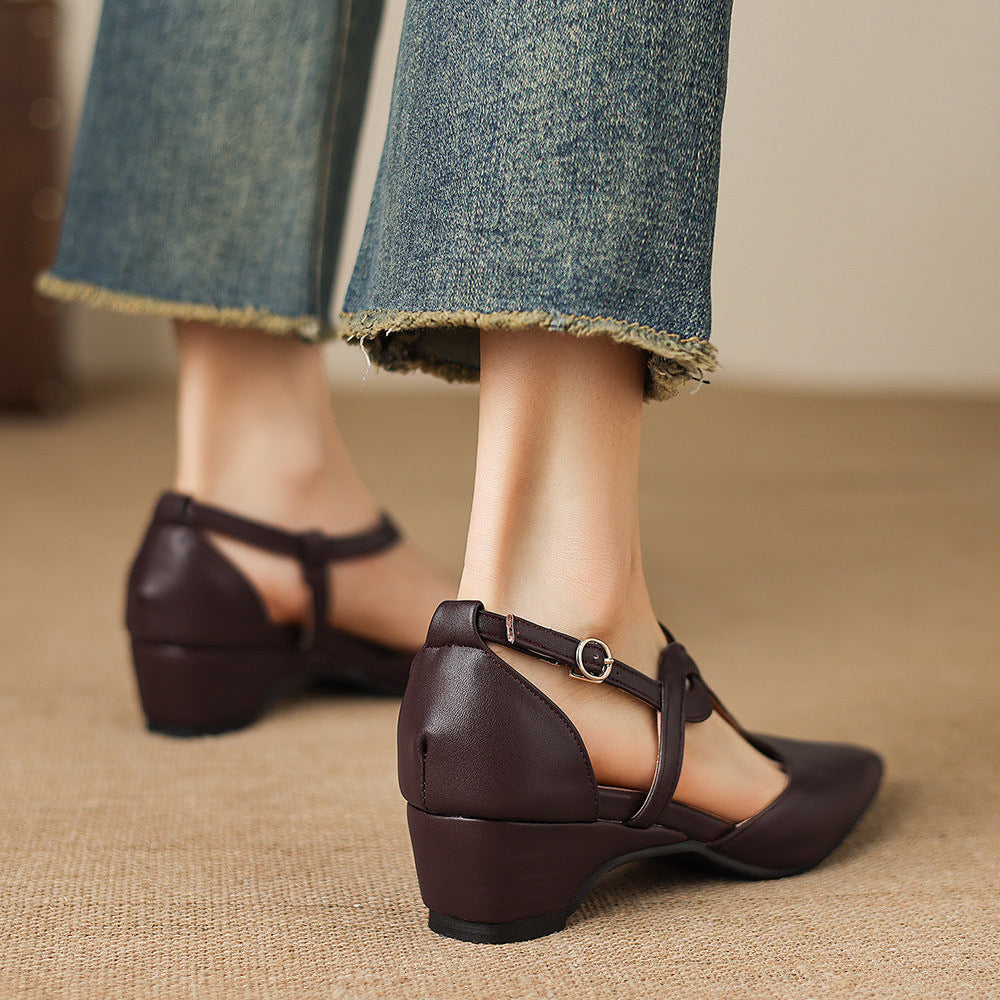 Mia | Scarpe in vera pelle con cinturino a T