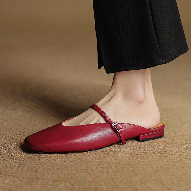 Neva | Mules in vera pelle a punta quadrata