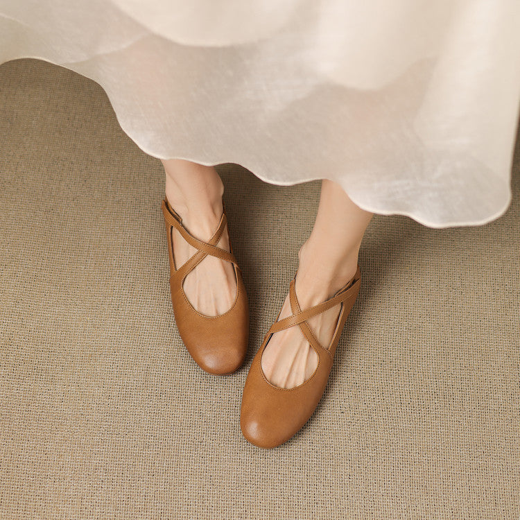 Zeor | Ballerine in vera pelle con fasce incrociate
