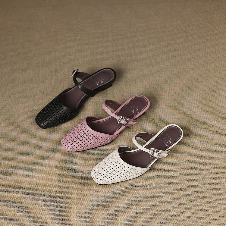 Nilda | Mules in vera pelle traforata