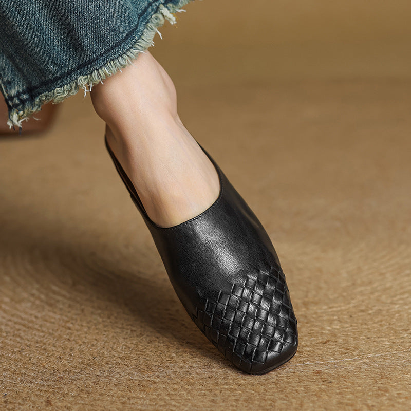 Rea | Mules in vera pelle intrecciata