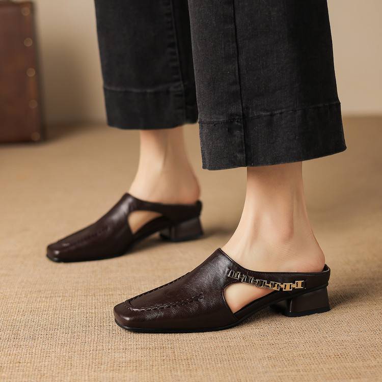 Vyla | Mules in vera pelle con catena