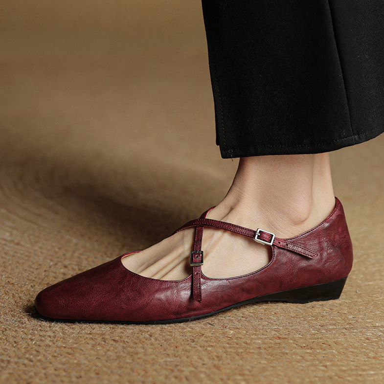Amara | Ballerine in vera pelle con fasce incrociate