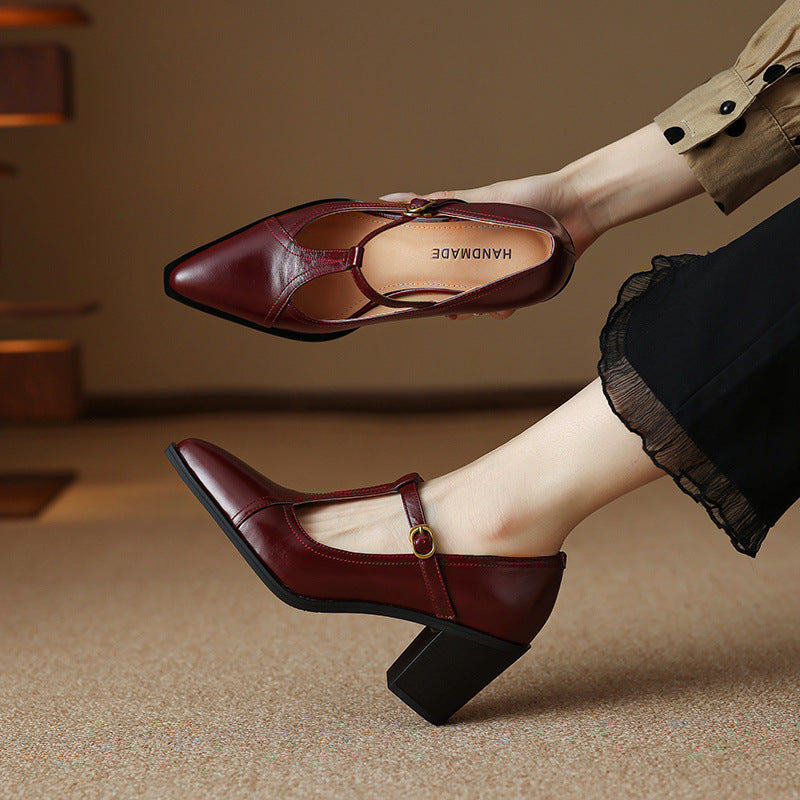 Raiza | Scarpe in vera pelle con cinturino a T