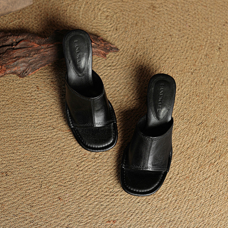 Amira | Mules in vera pelle con tacco cilindrico