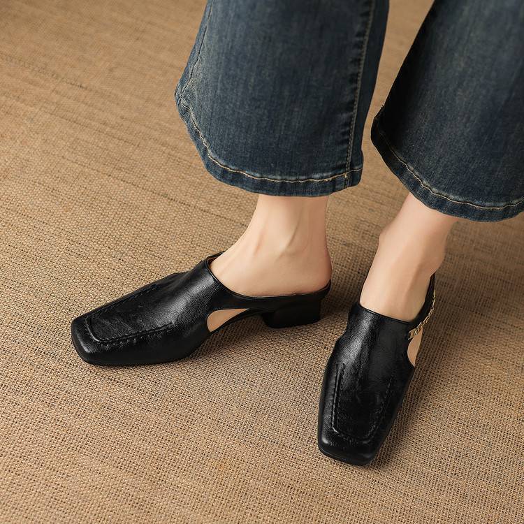 Vyla | Mules in vera pelle con catena