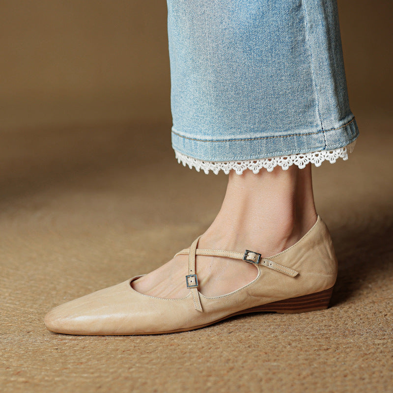 Amara | Ballerine in vera pelle con fasce incrociate