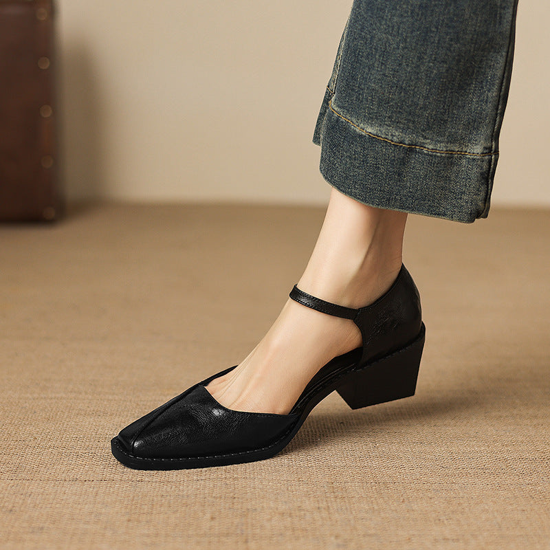 Anna | Mary Jane in vera pelle con plateau