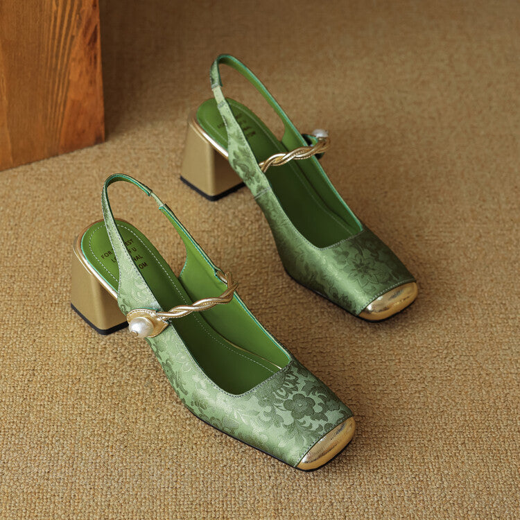 Regina | Slingback effetto broccato
