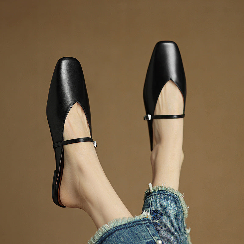 Neva | Mules in vera pelle a punta quadrata
