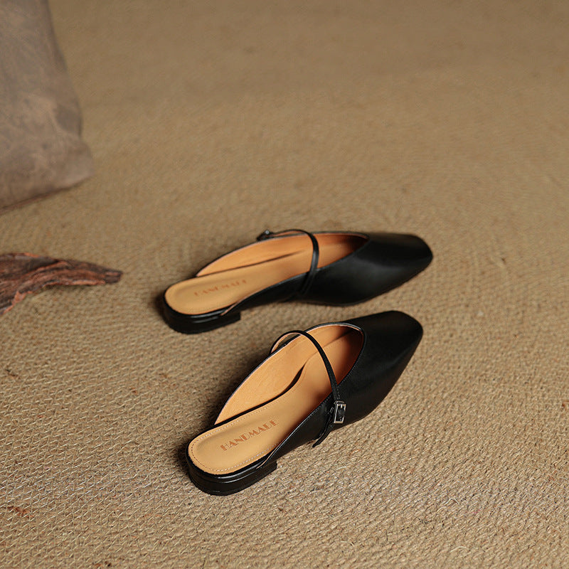 Neva | Mules in vera pelle a punta quadrata