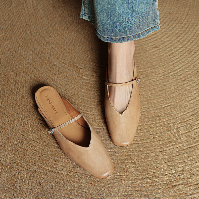 Neva | Mules in vera pelle a punta quadrata