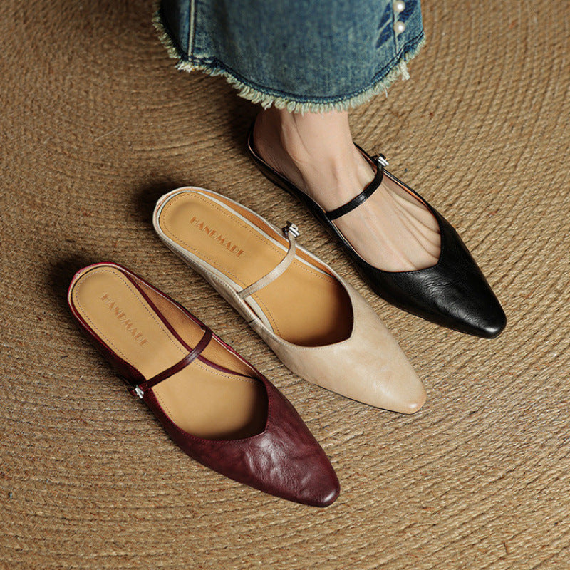 Thalia | Mules in vera pelle con cinturino