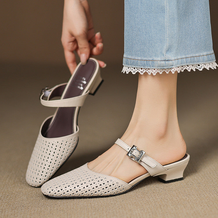 Nilda | Mules in vera pelle traforata