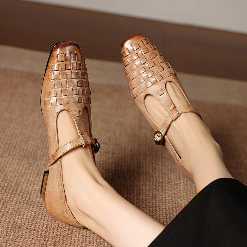 Murel | Mary Jane in vera pelle intrecciata