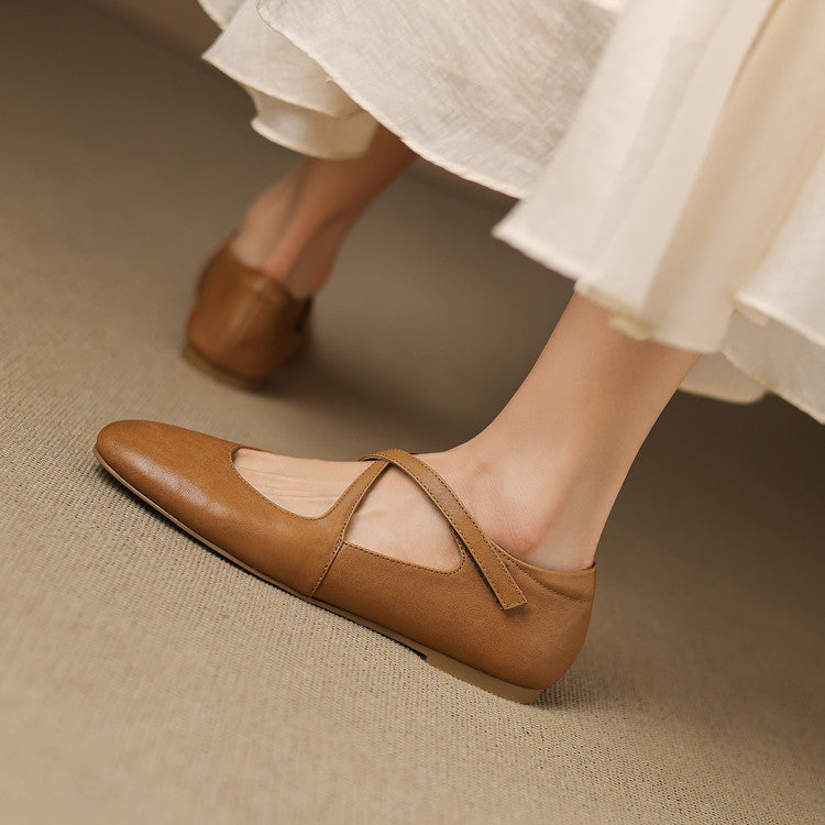 Zeor | Ballerine in vera pelle con fasce incrociate