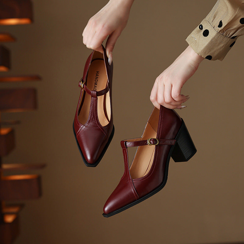 Raiza | Scarpe in vera pelle con cinturino a T