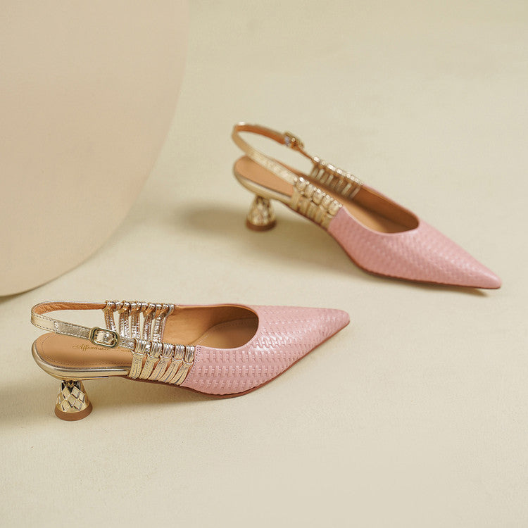 Bianca | Slingback in vera pelle intrecciata