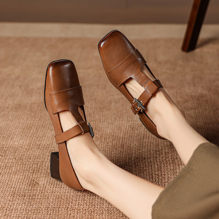 June | Scarpe in vera pelle con cinturino a T