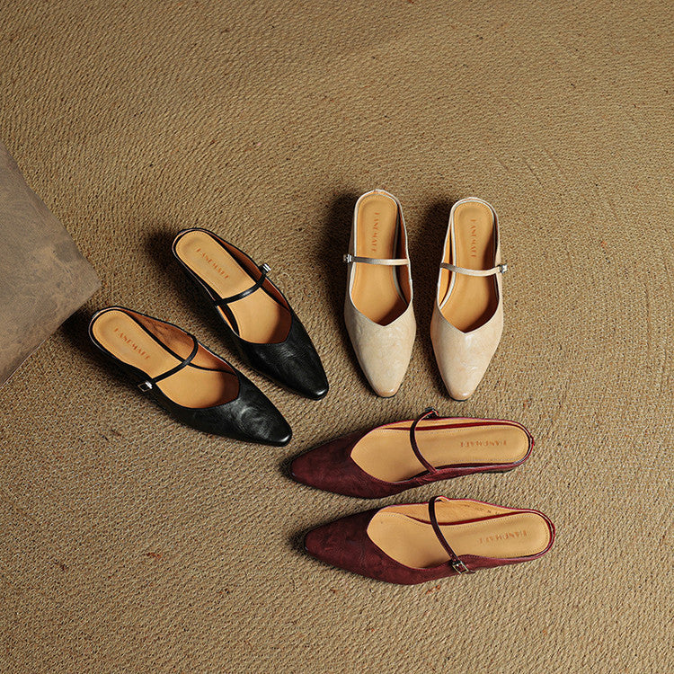 Thalia | Mules in vera pelle con cinturino