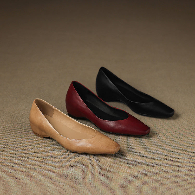 Aldina | Ballerine in vera pelle con zeppa