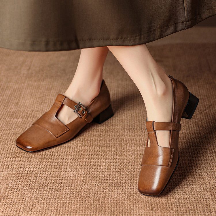 June | Scarpe in vera pelle con cinturino a T