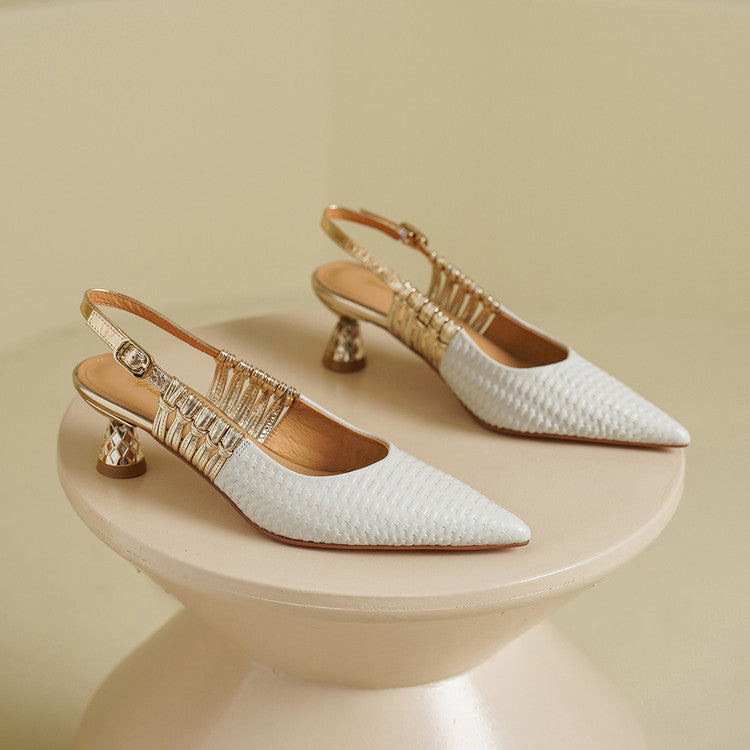 Bianca | Slingback in vera pelle intrecciata