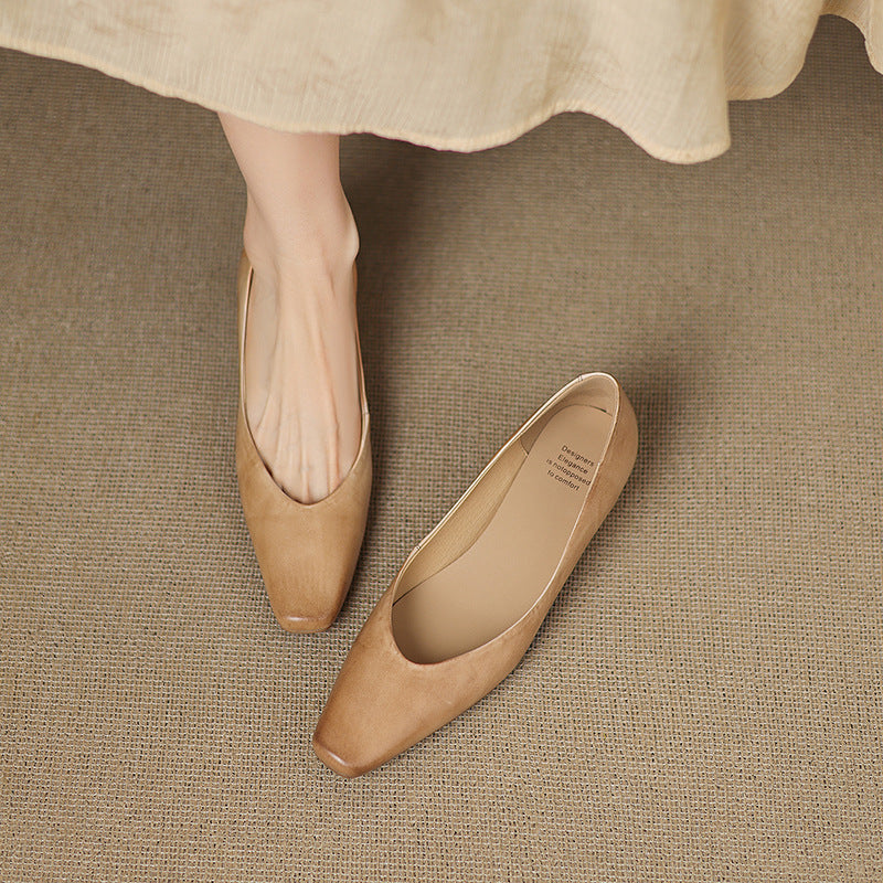 Aldina | Ballerine in vera pelle con zeppa