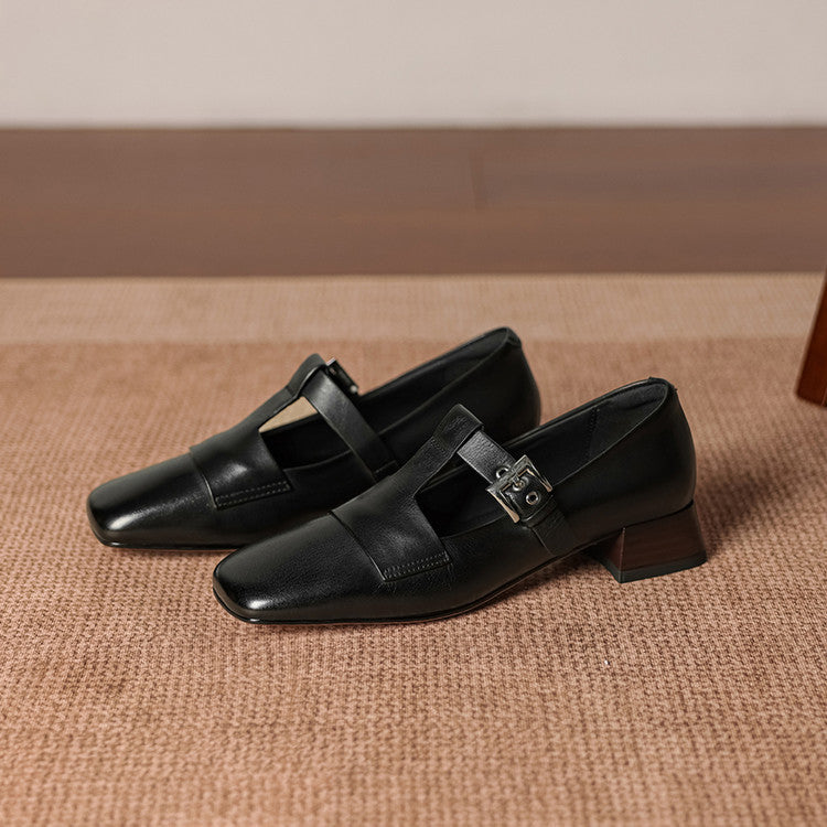 June | Scarpe in vera pelle con cinturino a T
