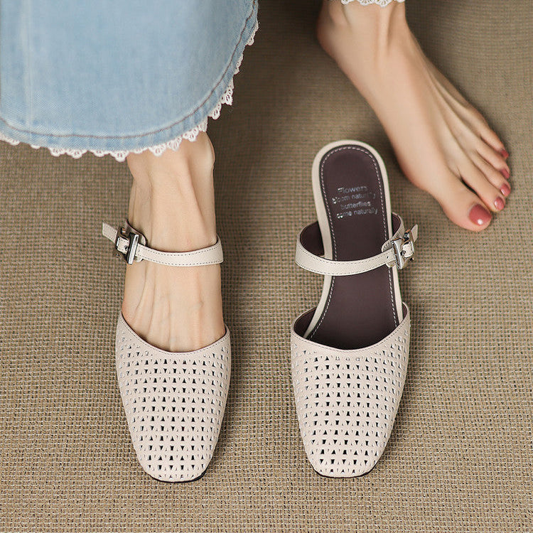 Nilda | Mules in vera pelle traforata