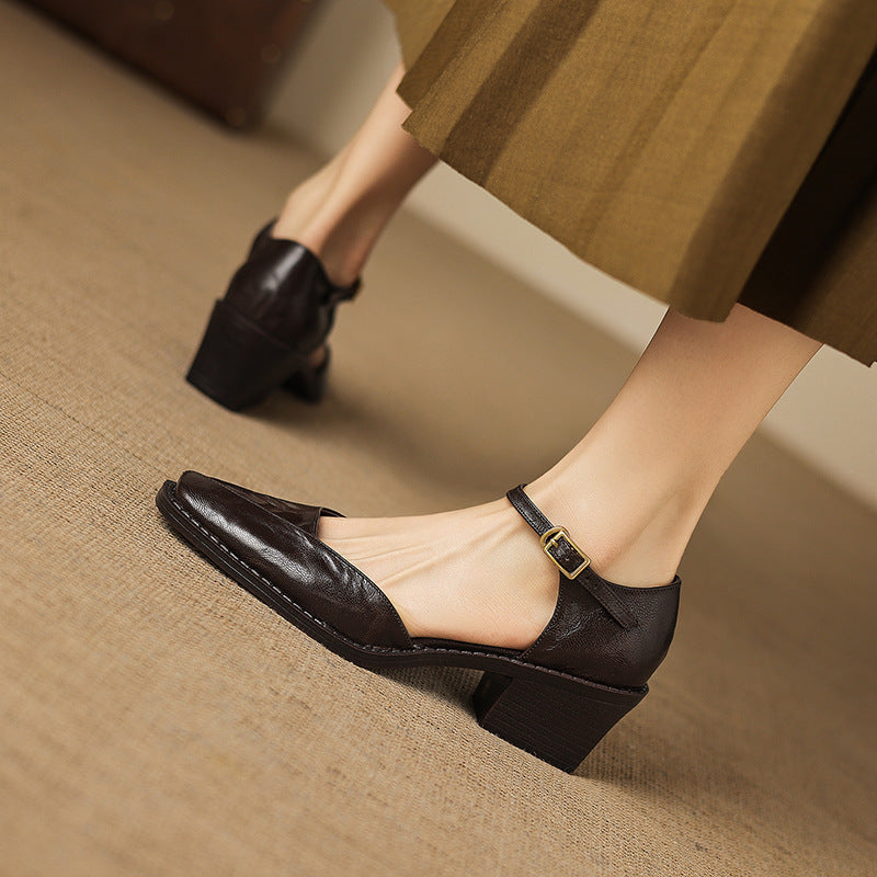 Anna | Mary Jane in vera pelle con plateau