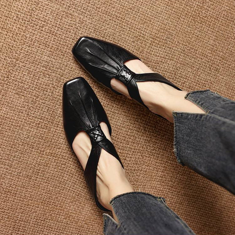 Gianna | Mules in vera pelle con fasce a X