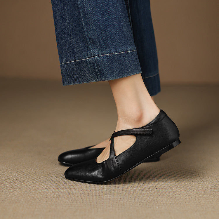 Zeor | Ballerine in vera pelle con fasce incrociate