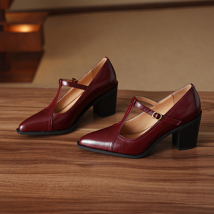 Raiza | Scarpe in vera pelle con cinturino a T