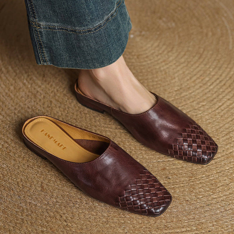 Rea | Mules in vera pelle intrecciata