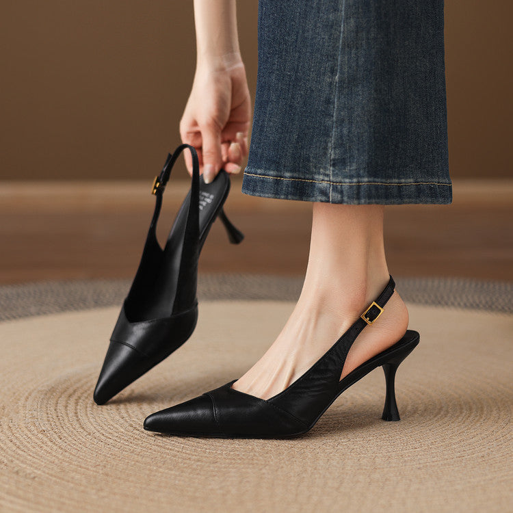 Myla | Slingback in vera pelle con tacco a matita