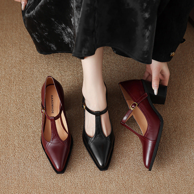 Raiza | Scarpe in vera pelle con cinturino a T