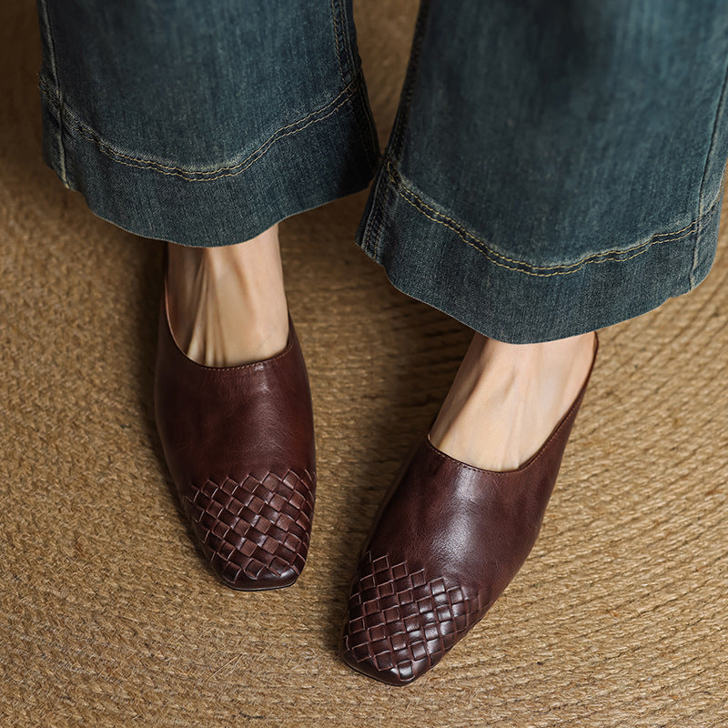 Rea | Mules in vera pelle intrecciata