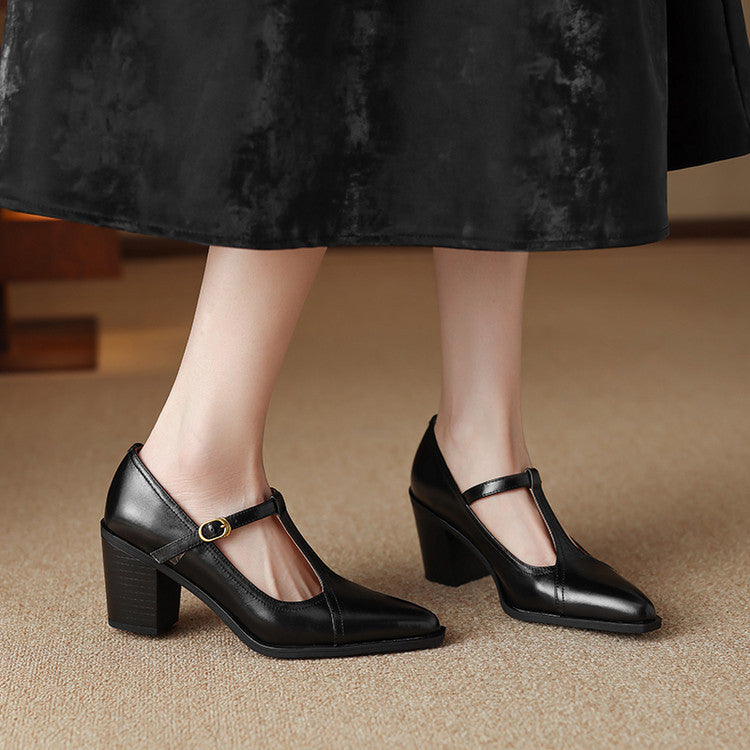 Raiza | Scarpe in vera pelle con cinturino a T