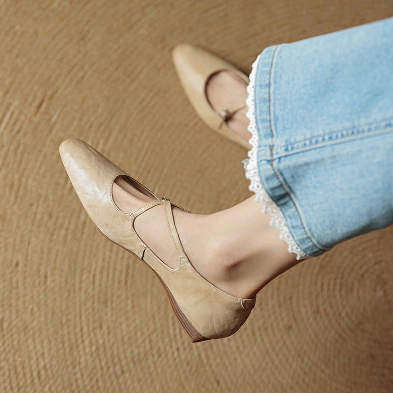 Amara | Ballerine in vera pelle con fasce incrociate
