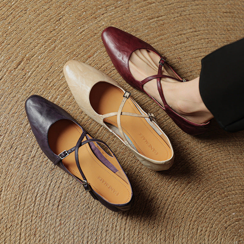 Amara | Ballerine in vera pelle con fasce incrociate