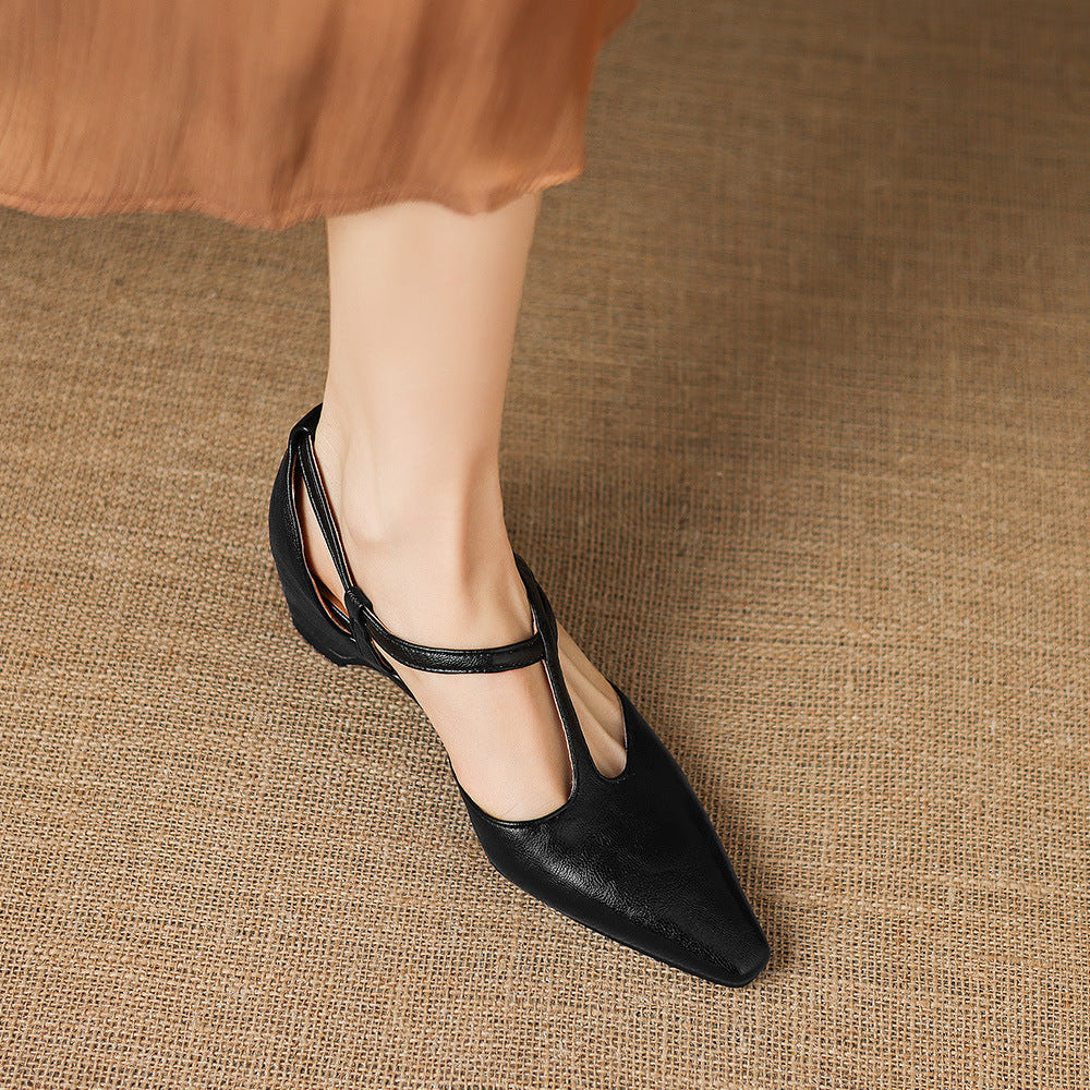 Mia | Scarpe in vera pelle con cinturino a T