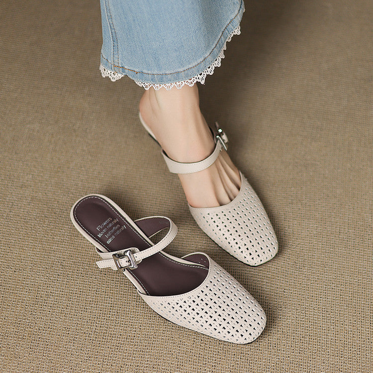 Nilda | Mules in vera pelle traforata