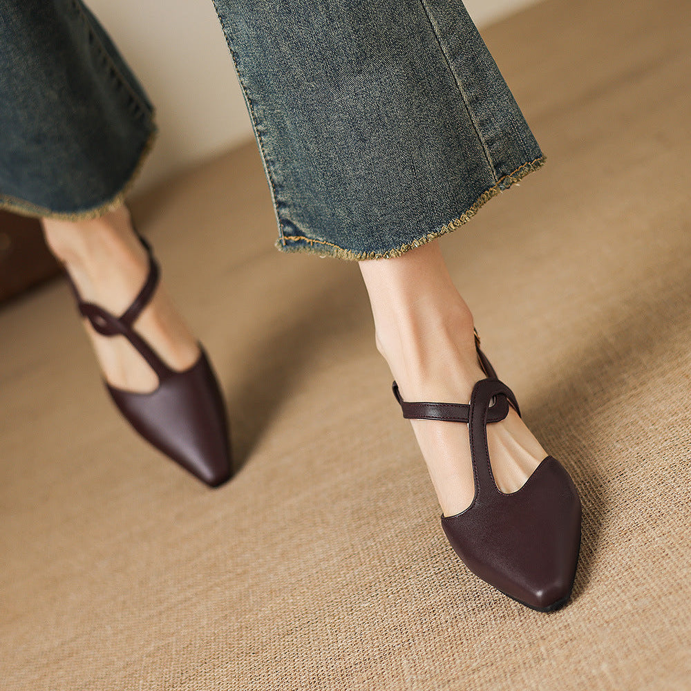 Mia | Scarpe in vera pelle con cinturino a T