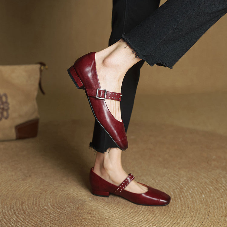 Rima | Mary Jane in vera pelle con borchie