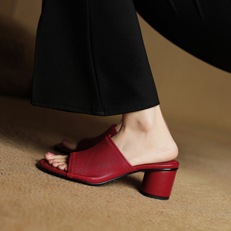 Amira | Mules in vera pelle con tacco cilindrico