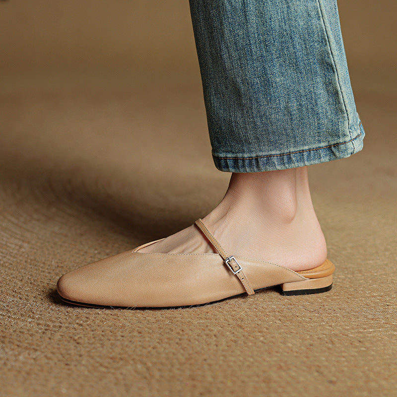 Neva | Mules in vera pelle a punta quadrata
