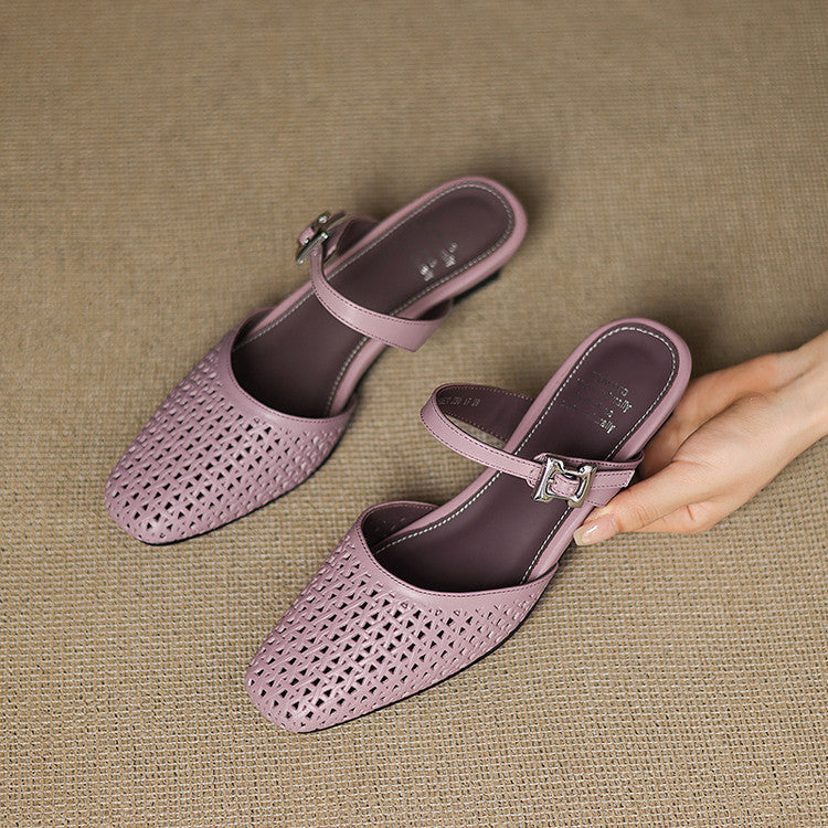 Nilda | Mules in vera pelle traforata